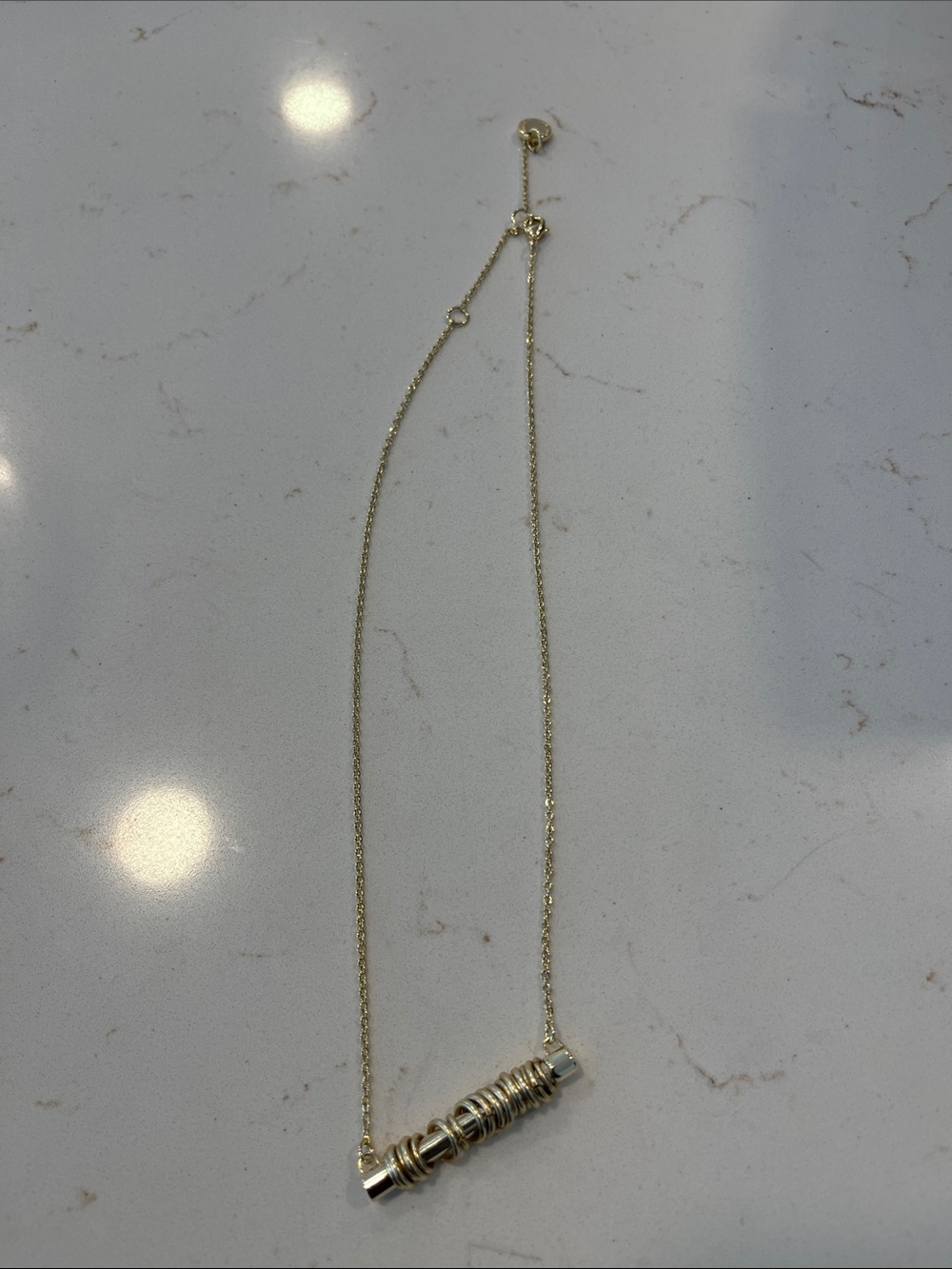 French Connection Gold Bar Bead Necklace - Minimal Women Jewelry